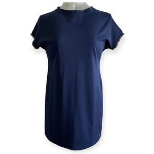 Mohito Top Navy Blue Tunic metallic chain details around short sleeves size M